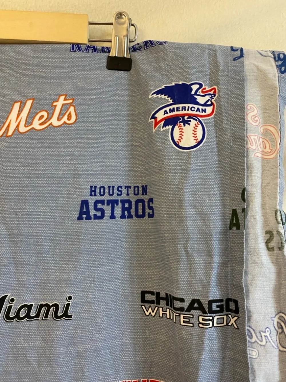 Pottery Barn Teen blue MLB Baseball organic cotton queen flat sheet